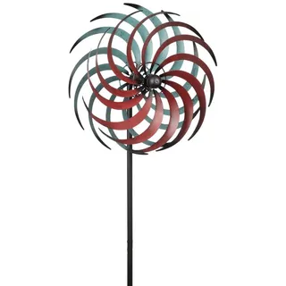 Moritz Gartenstecker Metall-Windrad doppelläufig rot-türkis ca. 175 cm hoch