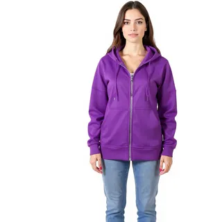 ZEGY Damen Sweat-Jacke mit Kapuze Baumwoll-Sweater Zip Hoodie 1083 Lila - M