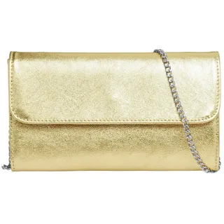 Caspar Clutch Abendtasche Metallic Leder Damen Tasche - PREMIUM LINE - Modell No.779, leicht, elegant & langlebig- 100% Echtleder - Handmade in Italy goldfarben