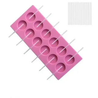 Silikon Lollipop Form 12 Mulden mit 50 Sticks
