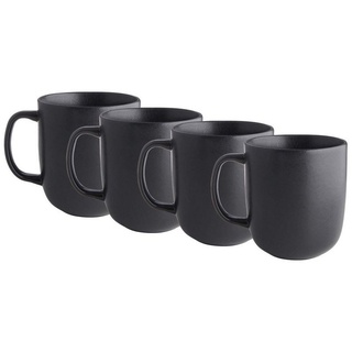 BUTLERS Tasse CASA NOVA 4x Tasse mit Henkel 400ml, Steinzeug, reaktive Glasur, 4x Tasse mit Henkel in Grau aus Steinzeug - Füllmenge: 400m schwarz