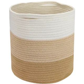 HMF Aufbewahrungskorb mit versteckten Griffen runder Korb passend für Kallax 31 x 31 cm Weiß-Braun
