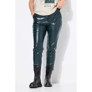 Studio Untold Funktionshose Fakeleder-Hose Mom-Shape teilelastischer Bund grün 58