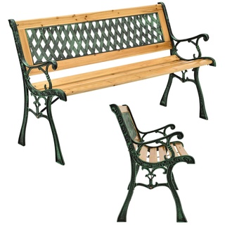 Juskys Gartenbank Pisa – 2-Sitzer Sitzbank mit Armlehnen & Rückenlehne – 122x54x73 cm