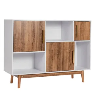 Costway Sideboard 95 x 76 x 31 cm Weiß / Braun