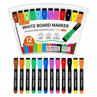 Magnetische Whiteboard-Marker – Set mit 12 Stück inklusive Radierer