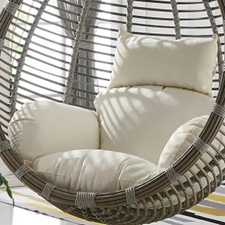 ZWDYY Schaukel Hängekorb Sitzkissen, Verdicken wasserdichte Hängekorb Sitzkissen Mit Kopfkissen Abnehmbarer Abdeckung Für Patio-Garten-Balkon,Weiß,120 * 90cm