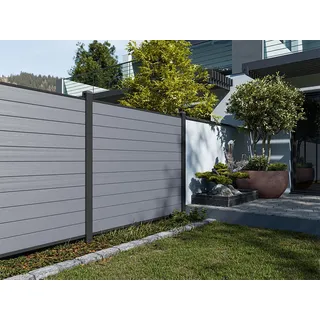 Sichtschutzzaun Sichtschutz Gartenzaun Windschutz WPC 180x180cm grau Zaun Garten