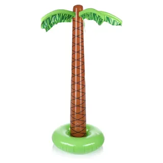 FunX Aufblasbare Palme 180 cm - Sommer Party Zubehör für Beach-Partys, Strand, Hawaii, Kostüme und mehr - Grün/Dunkelbraun