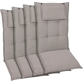 KONIFERA Hochlehnerauflage, (Spar-Set, 4 St), Struktur uni grau - Maße BxLxH ca.: 50 cm x 120 cm x 7 cm grau