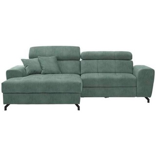 Carryhome Ecksofa, Mintgrün, Textil, 3-Sitzer, Füllung: Schaumstoff, Ottomane links, L-Form, 267x181 cm, Stoffauswahl, Liegefunktion, seitenverkehrt erhältlich, Rücken echt, Wohnzimmer, Sofas & Couches, Wohnlandschaften, Ecksofas