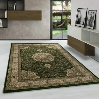 Carpetsale24 Orientteppich Grün 120x170 cm – Kurzflor Teppich im klassischen Vintage Stil für Wohnzimmer, Schlafzimmer, Essbereich – Pflegeleicht, strapazierfähig, dekorativer Wohnakzent