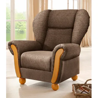 Sessel HOME AFFAIRE "Milano, bequemer Ohrensessel im Landhaus-Stil", braun, B:99cm H:107cm T:89cm, Chenille (70% Polyacryl, 30% Polyester);Chenille (70% Polyacryl, 30% Polyester) auf Korpus und Zierkissen, Sitz und Rücken im Blumenmuster »Paradise« (100% Polyester), Sessel, Sessel, Hochlehnsessel
