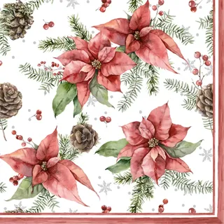 Ti-Flair 20 Servietten Papier 33x33cm 3-lagig - Servietten mit Weihnachtsstern als Tischdeko. Papierservietten Motiv. Auch für Decoupage und Serviettentechnik