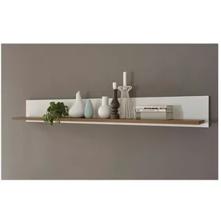 Lomadox Wandregal PISA-61, Landhaus Wandboard 160cm in Pinie weiß und Eiche hell, : 160/20/20 cm braun|weiß