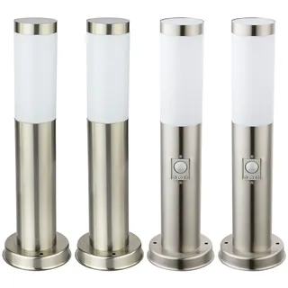ETC Shop Wegeleuchte Edelstahl IP44 3er Set mit Bewegungsmelder grau