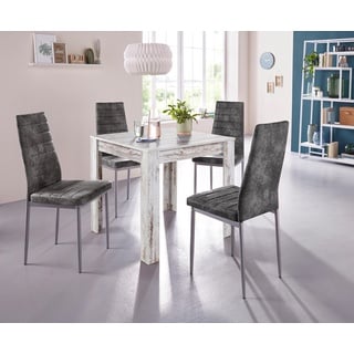 Essgruppe, (Set, 5 tlg.), weiß/anthrazit, Sitzmöbel-Sets, 39752131-0 Set: 1 Tisch und 4 Stühle