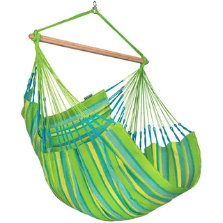 La Siesta Hängesessel Comfort Outdoor, Gelb, Grün, Hellgrün, Holz, Textil, Bambus, 110x160x180 cm, wetterbeständig, UV-beständig, regenabweisend, Gartenmöbel, Hängesessel