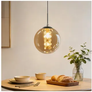 Nettlife Pendelleuchte gold/GrauG9 modern Glas 1/3/4/6/10/15 Flammig Hängelampe, Höheverstellbar, LED wechselbar, Warmweiß, für Küchen Wohnzimmer Schlafzimmer Flur braun