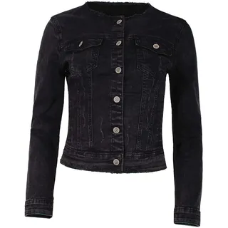Fraternel Damen Jeansjacke ausgefranst Vintage Stretch Schwarz XXL - XXL
