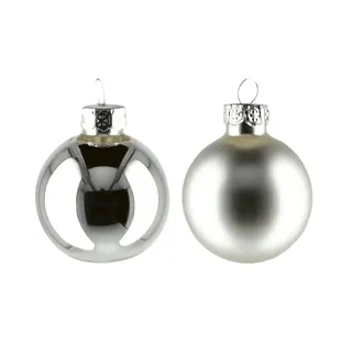 Decoris Weihnachtsbaumkugel 16er-Set ¦ silber ¦ Glas,Aluminium Ø: 3.5