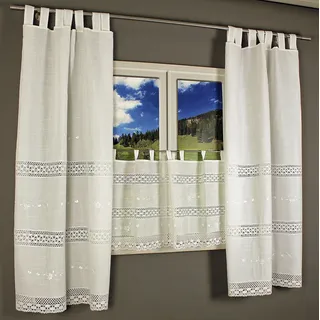 Gardine "Drachensee" Gr. 3, beige (creme), B:90cm H:180cm, Wirkware, Polyester, HOSSNER - ART OF HOME DECO, Gardinen, m. Spitze