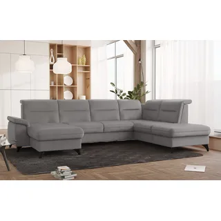 sit&more Wohnlandschaft SIT & MORE "Astoria U-Form", grau (hellgrau), B:329cm H:91cm T:225cm, 100% Polyester, Sofas, Wohnlandschaft, wahlweise mit motorischer Relaxfunktion