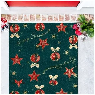 ANRO Merry Christmas Fußmatte Grün 90 x 150 cm Schmutzfangmatte eckig