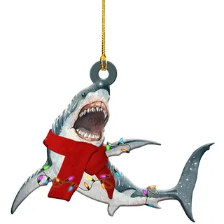 Hai Weihnachtsbaum Deko für Kinder, Christbaumschmuck Lustig, Personalisierte Weihnachtsanhänger, Weihnachtsschmuck Baum, Weihnachten Dekoration, Weihnachtsdeko Auto