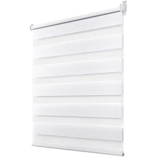 Deswell Doppelrollo Klemmfix ohne Bohren Weiß B45 x H100 cm (Stoffbreite 41cm) Rollos für Fenster ohne Bohren für Fenster mit Lichtdurchlässig & Verdunkelnd/Höhe Stufenlos Verstellbar