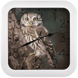 GHBNK Personalisierte Wanduhr mit Tiermotiven und Eulen, geräuschlos, nicht tickend, 26 cm, klein, klassisch, quadratisch, dekorative Digitaluhren für Küche, Wohnzimmer, Büro, Schlafzimmer, Badezimmer