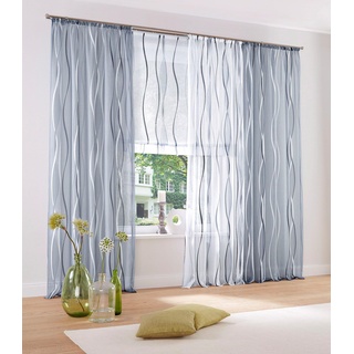 Gardine MY HOME "Dimona" Gardinen Gr. 225 cm, Kräuselband, 140 cm, bunt (weiß, silberfarben, grau) Kräuselband 2er-Set, Voile, Polyester, Wellen Bestseller