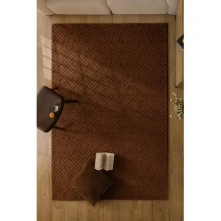 WECON HOME Teppich WECON HOME "Castello TWO", braun, B:160cm H:7mm L:230cm, Schurwolle, Teppiche, Teppich, Schurwolle, Kurzflor mit Hoch-Tief-Effekt, Wohnzimmer, Rautenmuster
