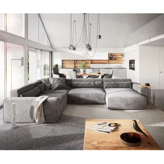 DeLife Wohnlandschaft Mikrofaser 3-Sitzer Taupe