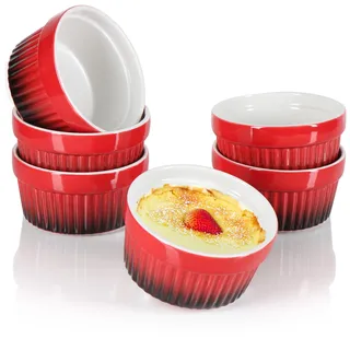 6x Ragout Fin Schale - Ofenfeste Förmchen in rot - Creme Brulee Schälchen