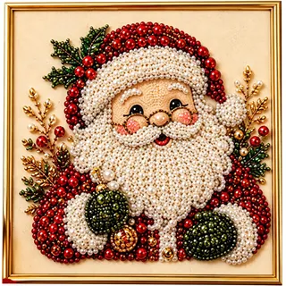 DIY Weihnachten Pearl Diamond Paintings mit Rahmen für Erwachsene 20x20cm | Diamantmalerei Set,Weihnachtsperlen Kunsthandwerk für Anfänger,Wanddekoration