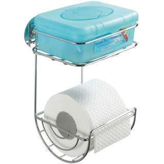Wenko WC-Papierhalter Turbo-Loc Befestigen ohne Bohren Chrom m. Ablage