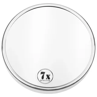 Make Up Kosmetikspiegel mit 7-Fach Vergrößerung aus Metall: Premium Schminkspiegel Durchmesser 15cm rund mit Saugnapf, MakeUp Spiegel für Zuhause und unterwegs von Fantasia, Silber