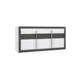 Sideboard  weiß Hochglanz Beton dunkel Optik B/H/T: ca. 193x98x53 cm - weiß