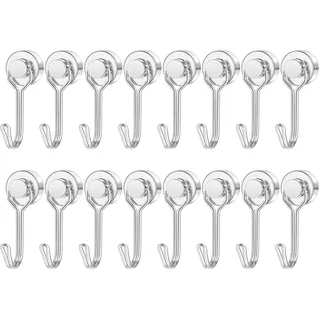 FINDMAG Magnethaken Extra Stark, 16 Stück 14 kg+ Magnet Haken | Magnetische Haken für Spind, Werkstatt, Camping Van, Grillständer, Garage, Küche Und Zum Flexiblen Aufhängen