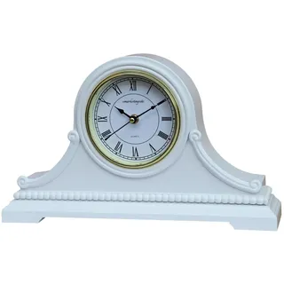 vmarketingsite Kaminuhren, batteriebetrieben, leise Holz-Tischuhr mit Westminster-Glockenspiel auf der Stunde, massives Holzregal, läuternde Kaminuhr, 22,9 x 40,6 x 7,6 cm weiß (White - Roman)