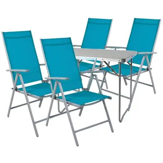 Mojawo Essgruppe 5-teiliges Campingmöbel Set Aluminium Textilen Petrol