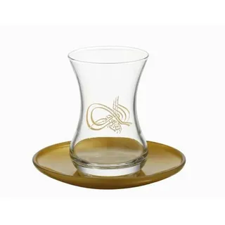 "12tlg. LAV \"Tugra\" Türkische Premium Teegläser Set 12-Teilig Gläser Cay Bardagi Seti Modern Luxus mit Untertasse"
