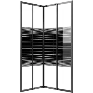 vidaXL Duschkabine mit Streifen ESG 90 x 70 x 180 cm Schwarz
