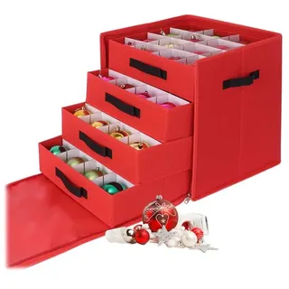 Relaxdays Weihnachtskugel Aufbewahrungsbox Rot,Schwarz