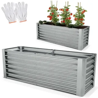 onbest Metall Hochbeet XXL 180 x 90 x 60 cm Silber