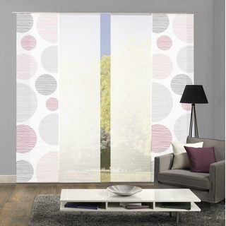 VISION S 94553 | 4er-Set Schiebegardinen Borden | halb-transparenter Stoff in Bambus-Optik | 4X 260x60 cm | Farbe:, Farbe:rosé