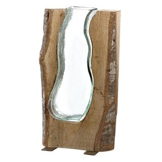 Leonardo Vase 038510 Casolare, Glas, Holz, braun, Tischvase, eckig, Höhe 36 cm