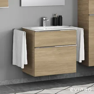 Evineo ineo4 Unterschrank B: 74 cm, 2 Auszüge, mit Griff, für Geberit Acanto Slim Waschtisch,, BE0226OA,
