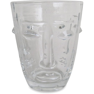 OPJET Glasbecher, Gesicht, transparent, D8, Höhe 10 cm